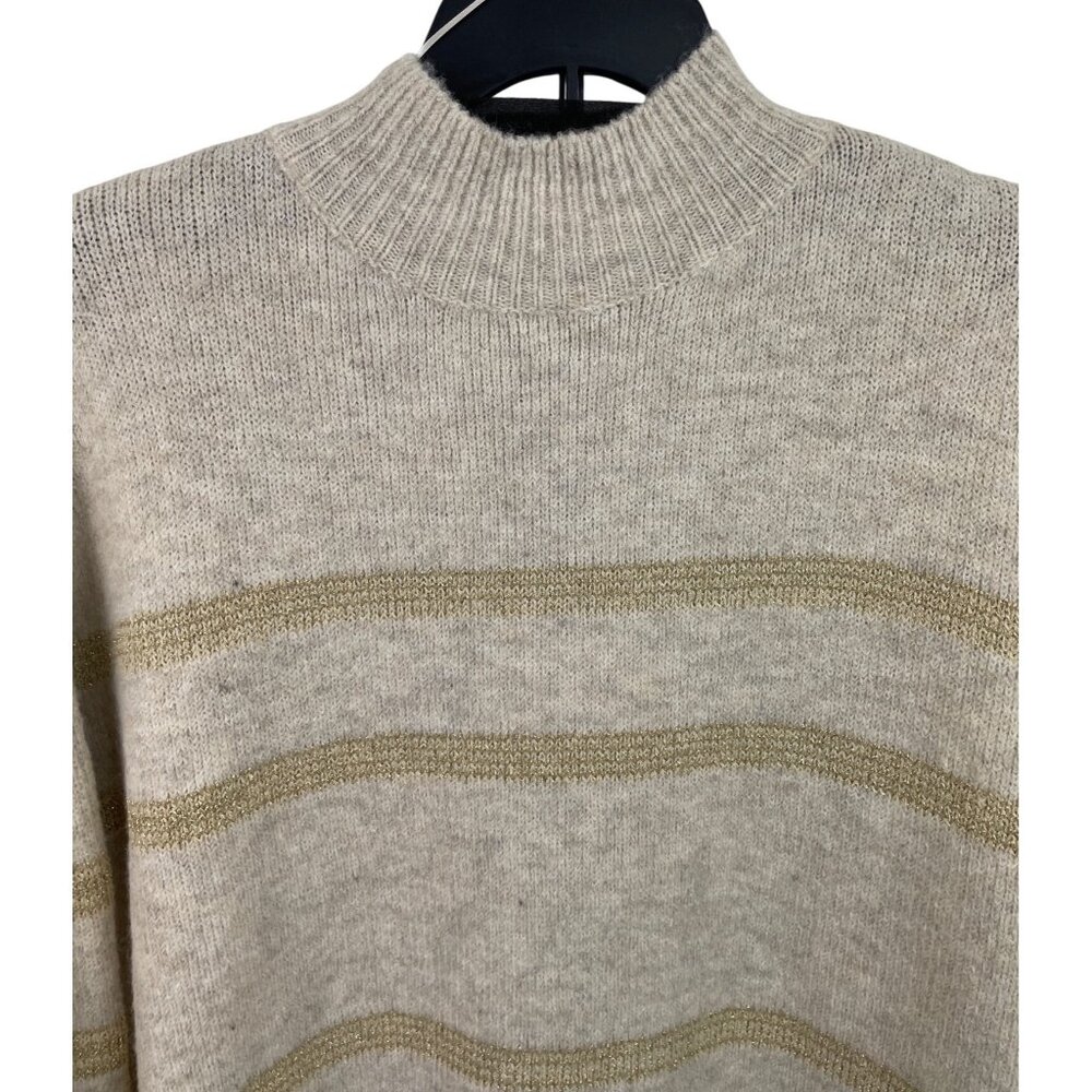 Grace & Karen Beige & Gold Striped Oversized Sweater Dress Womens Size 1X - Picture 3 of 11
